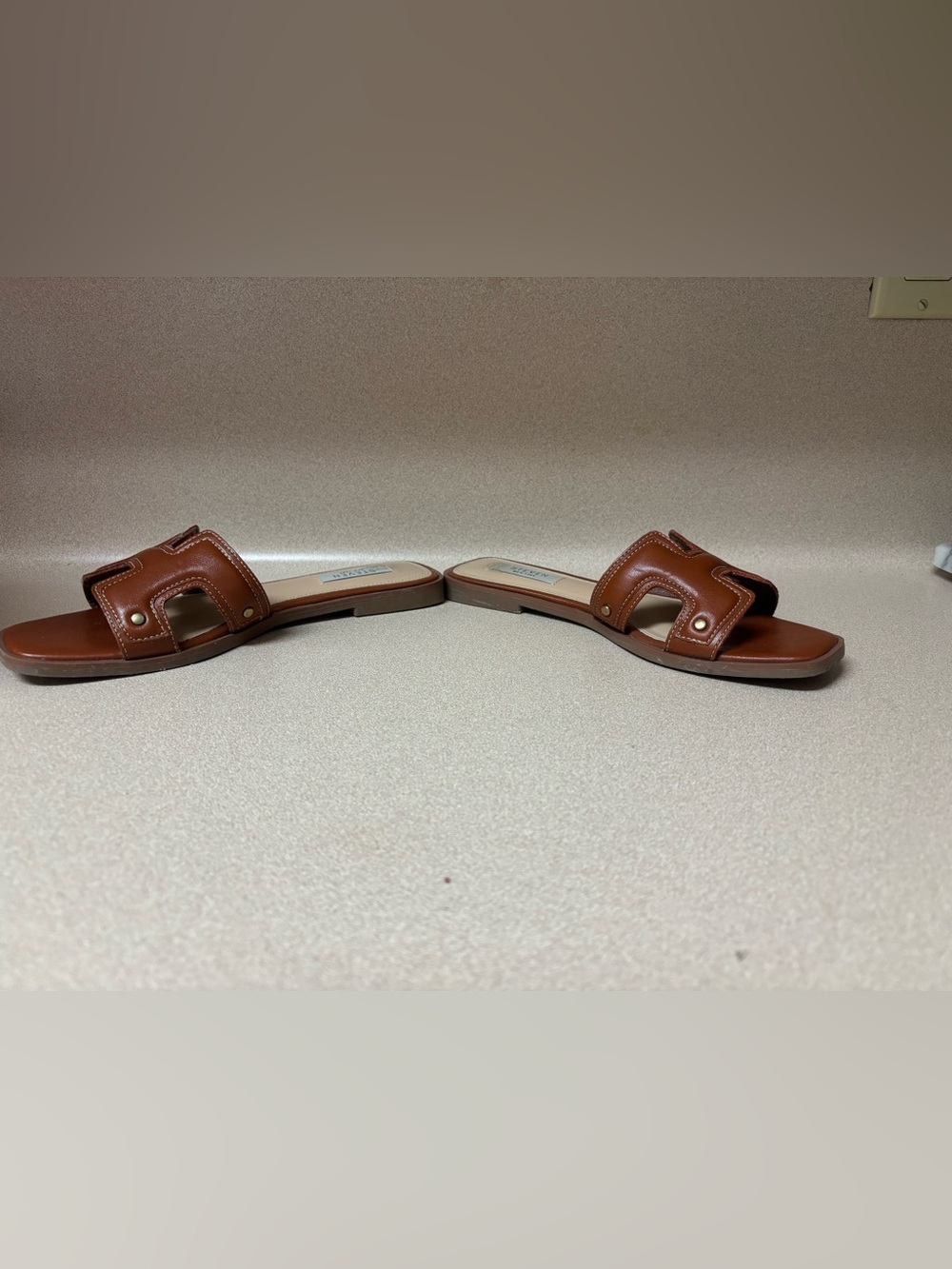 Steve Madden Cognac Leather Slide Mules - Picture 4 of 8